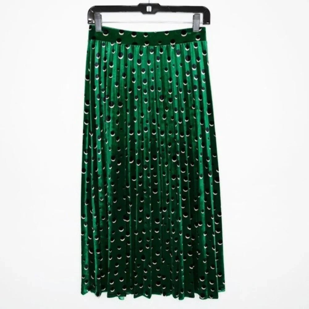 Maeve Carly Pleated Velvet Midi Skirt - Picture 6 of 9